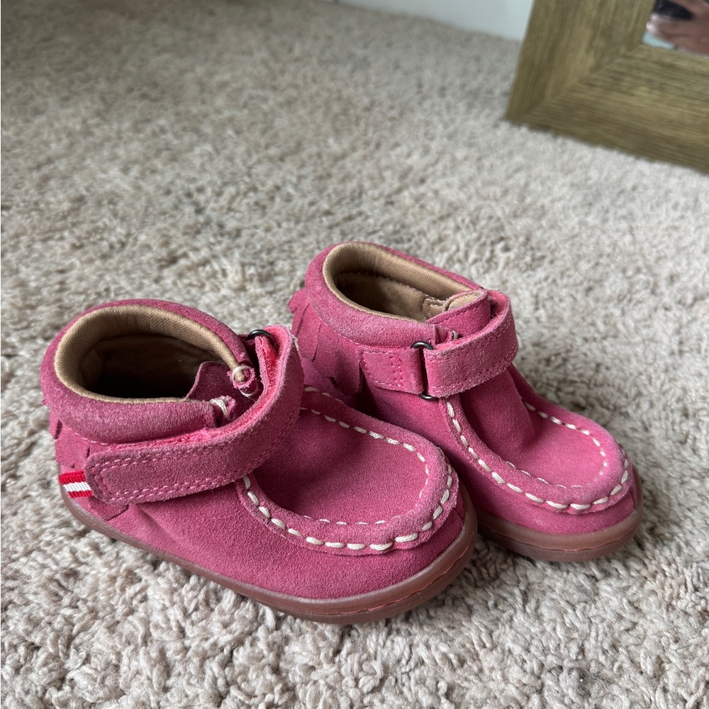 Hanna Andersson Haskell Pink Suede Genuine Leather Boho Moccasin Boots